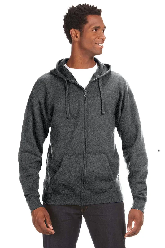 oversized hoodies for men -J America Mens Premium Fleece Full Zip Hooded Sweatshirt Hoodie w/ Pockets - Charcoal Grey