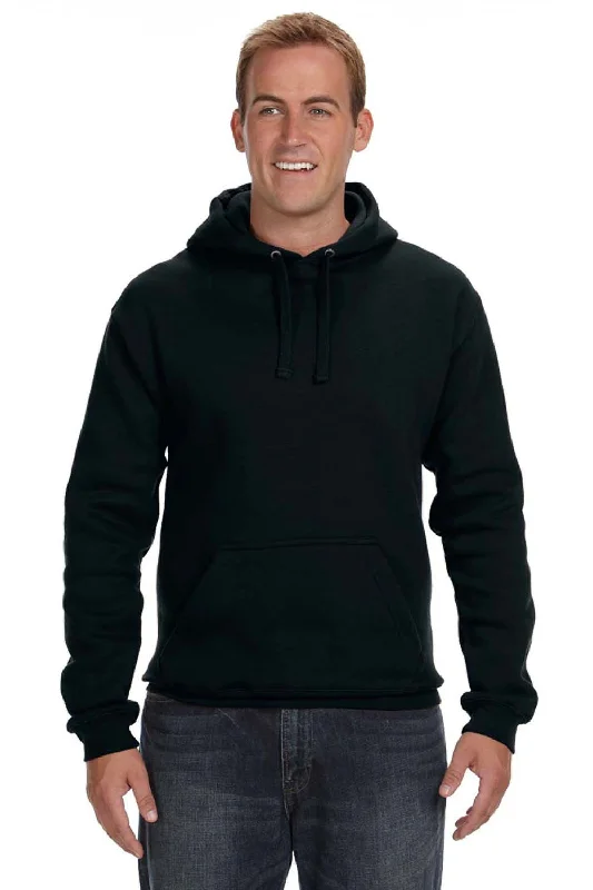 men's hoodies for winter -J America Mens Premium Fleece Hooded Sweatshirt Hoodie w/ Pouch Pocket - Black