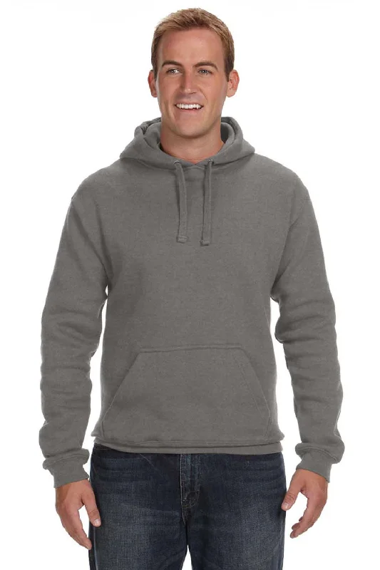 men's hoodies for casual outings -J America Mens Premium Fleece Hooded Sweatshirt Hoodie w/ Pouch Pocket - Heather Charcoal Grey