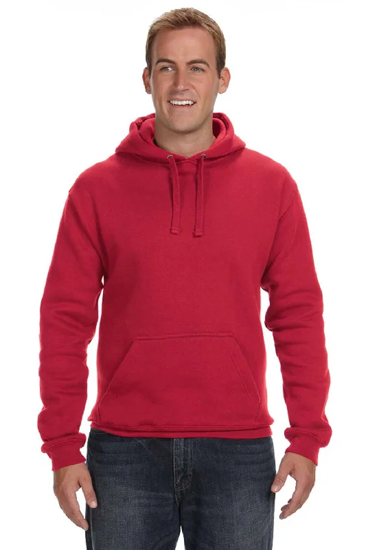 casual pullover sweatshirts -J America Mens Premium Fleece Hooded Sweatshirt Hoodie w/ Pouch Pocket - Red