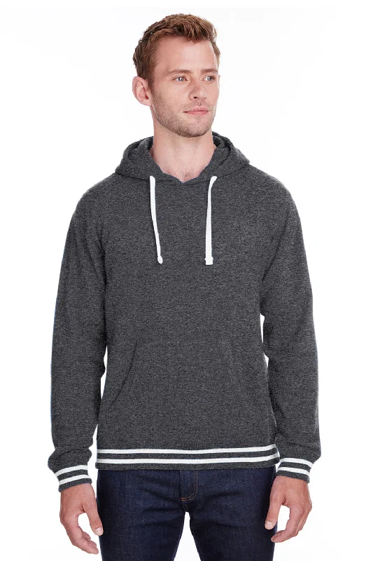 men's hoodie sweatshirt -J America Mens Relay Fleece Hooded Sweatshirt Hoodie w/ Pouch Pocket - Black