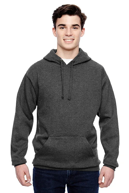 pullover hoodies for men -J America Mens Tailgate Fleece Hooded Sweatshirt Hoodie w/ Pouch Pocket - Heather Charcoal Grey