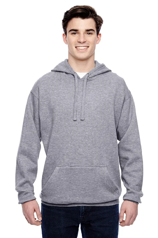 zip-up hoodies for men -J America Mens Tailgate Fleece Hooded Sweatshirt Hoodie w/ Pouch Pocket - Oxford Grey