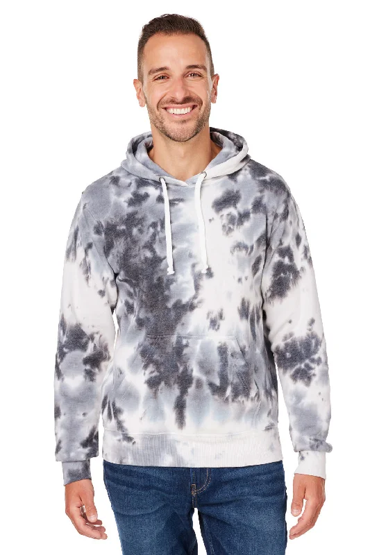 men's hoodies for layering -J America Mens Tie-Dye Hooded Sweatshirt Hoodie w/ Pouch Pocket - Black