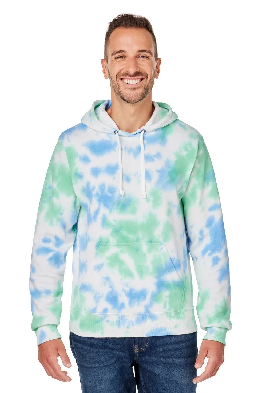 graphic sweatshirts for men -J America Mens Tie-Dye Hooded Sweatshirt Hoodie w/ Pouch Pocket - Lagoon