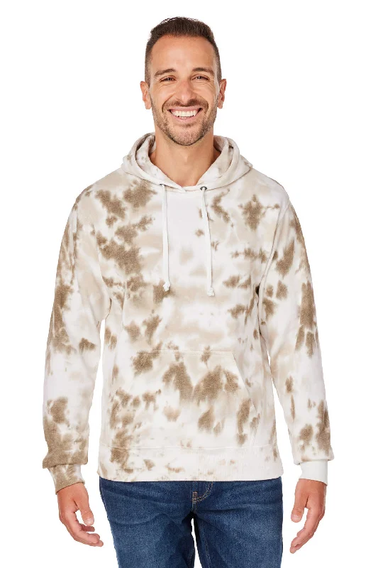 men's soft sweatshirts -J America Mens Tie-Dye Hooded Sweatshirt Hoodie w/ Pouch Pocket - Olive