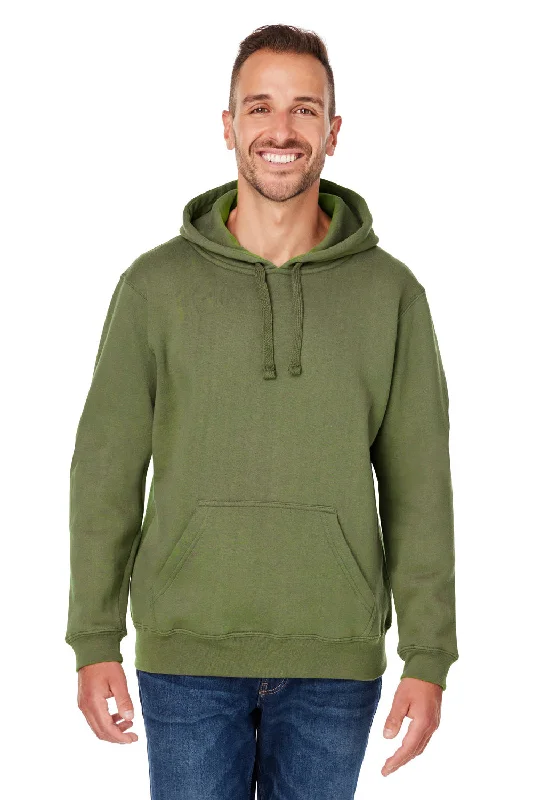 eco-friendly hoodies for men -J America Mens Premium Fleece Hooded Sweatshirt Hoodie w/ Pouch Pocket - Military Green