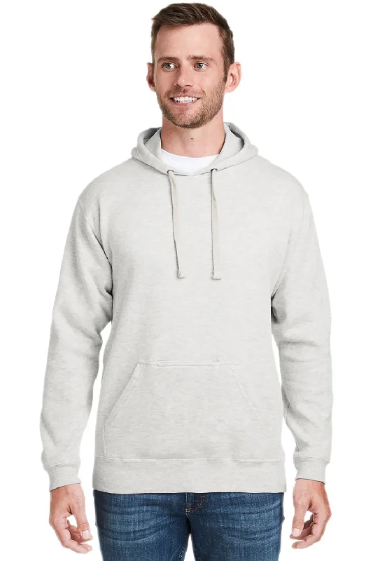 men's zippered sweatshirts -J America Mens Tailgate Fleece Hooded Sweatshirt Hoodie w/ Pouch Pocket - Heather Oatmeal