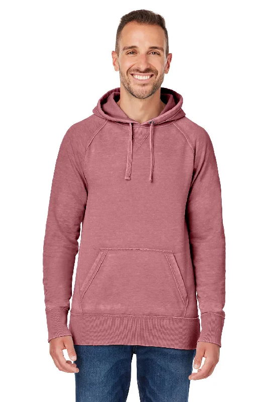 cotton hoodies for men -J America Mens Vintage Zen Burnout Fleece Hooded Sweatshirt Hoodie w/ Pouch Pocket - Rose