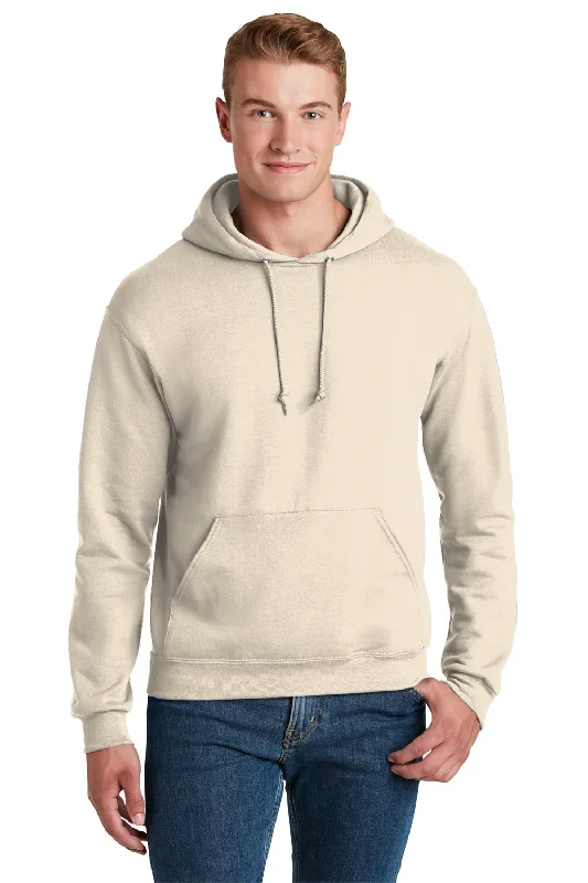 embroidered hoodies for men -Jerzees Mens NuBlend Pill Resistant Fleece Hooded Sweatshirt Hoodie w/ Pouch Pocket - Heather Sweet Cream