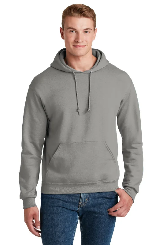 men's winter sweatshirts -Jerzees Mens NuBlend Pill Resistant Fleece Hooded Sweatshirt Hoodie w/ Pouch Pocket - Rock Grey