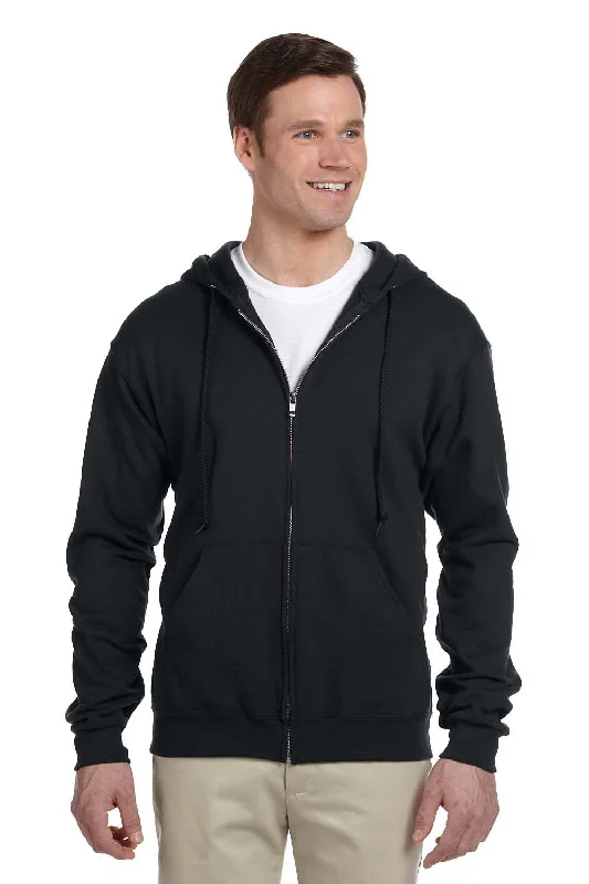 trendy pullover hoodies for men -Jerzees Mens NuBlend Pill Resistant Fleece Full Zip Hooded Sweatshirt Hoodie w/ Pockets - Black