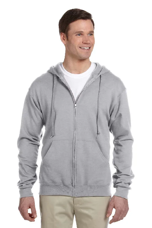 hoodies for men for working out -Jerzees Mens NuBlend Pill Resistant Fleece Full Zip Hooded Sweatshirt Hoodie w/ Pockets - Oxford Grey