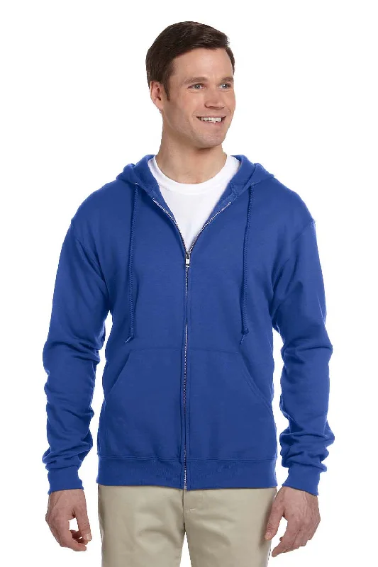 basic hoodies for men -Jerzees Mens NuBlend Pill Resistant Fleece Full Zip Hooded Sweatshirt Hoodie w/ Pockets - Royal Blue