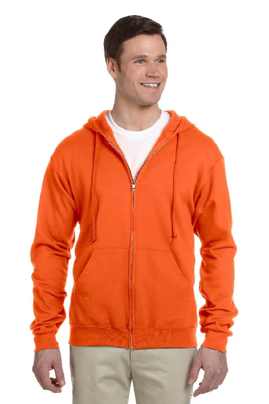 custom sweatshirts for men -Jerzees Mens NuBlend Pill Resistant Fleece Full Zip Hooded Sweatshirt Hoodie w/ Pockets - Safety Orange