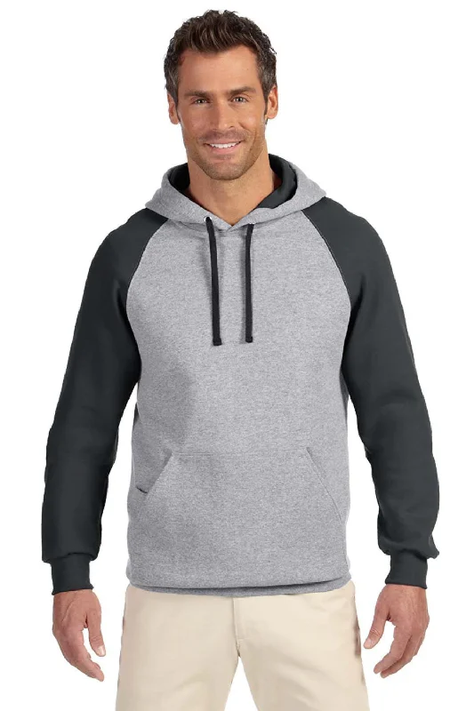 everyday hoodies for men -Jerzees Mens NuBlend Pill Resistant Fleece Hooded Sweatshirt Hoodie w/ Pouch Pocket - Oxford Grey/Black