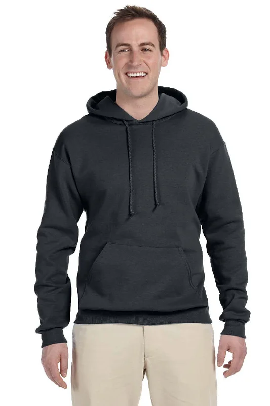 premium sweatshirts for men -Jerzees Mens NuBlend Pill Resistant Fleece Hooded Sweatshirt Hoodie w/ Pouch Pocket - Charcoal Grey