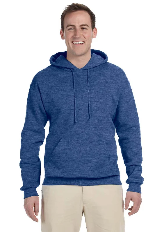 men's performance hoodies -Jerzees Mens NuBlend Pill Resistant Fleece Hooded Sweatshirt Hoodie w/ Pouch Pocket - Vintage Heather Blue