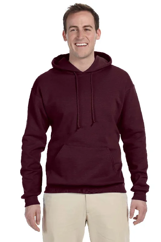 fleece hoodies for men -Jerzees Mens NuBlend Pill Resistant Fleece Hooded Sweatshirt Hoodie w/ Pouch Pocket - Maroon