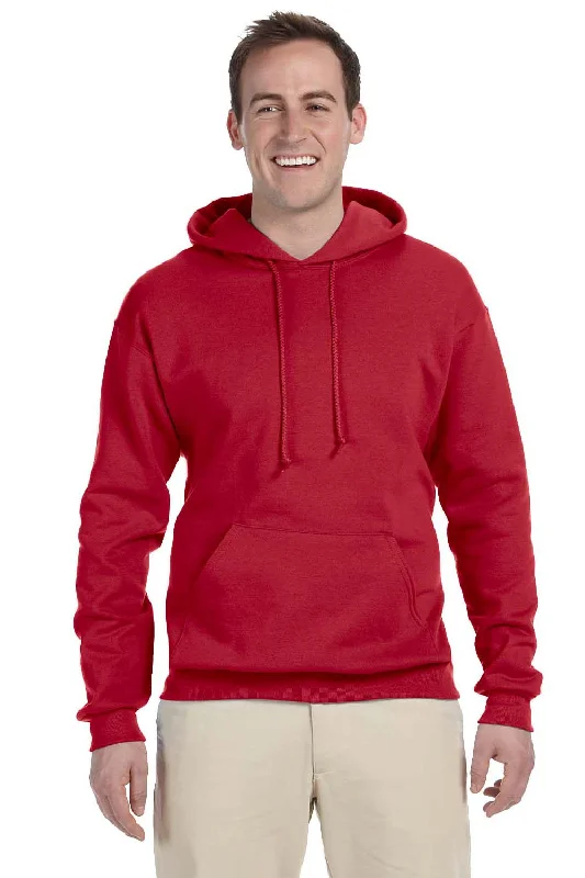 everyday hoodies for men -Jerzees Mens NuBlend Pill Resistant Fleece Hooded Sweatshirt Hoodie w/ Pouch Pocket - True Red