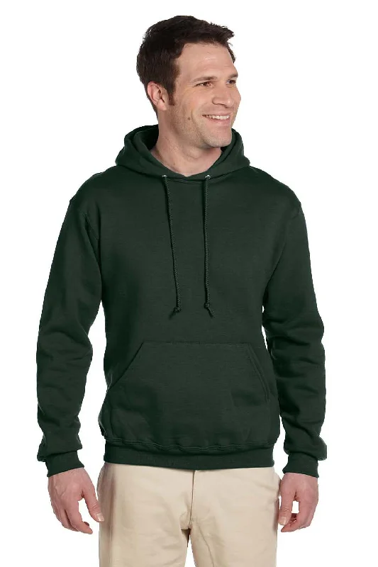 oversized sweatshirts for men -Jerzees Mens Super Sweats NuBlend Pill Resistant Fleece Hooded Sweatshirt Hoodie w/ Pouch Pocket - Forest Green