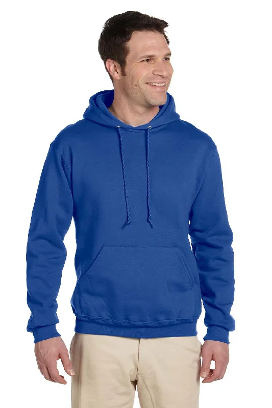 comfortable workout hoodies -Jerzees Mens Super Sweats NuBlend Pill Resistant Fleece Hooded Sweatshirt Hoodie w/ Pouch Pocket - Royal Blue