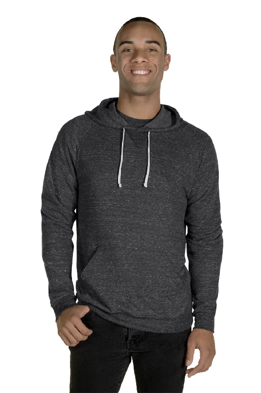 men's outdoor sweatshirts -Jerzees Mens Vintage Snow French Terry Hooded Sweatshirt Hoodie w/ Pouch Pocket - Heather Black