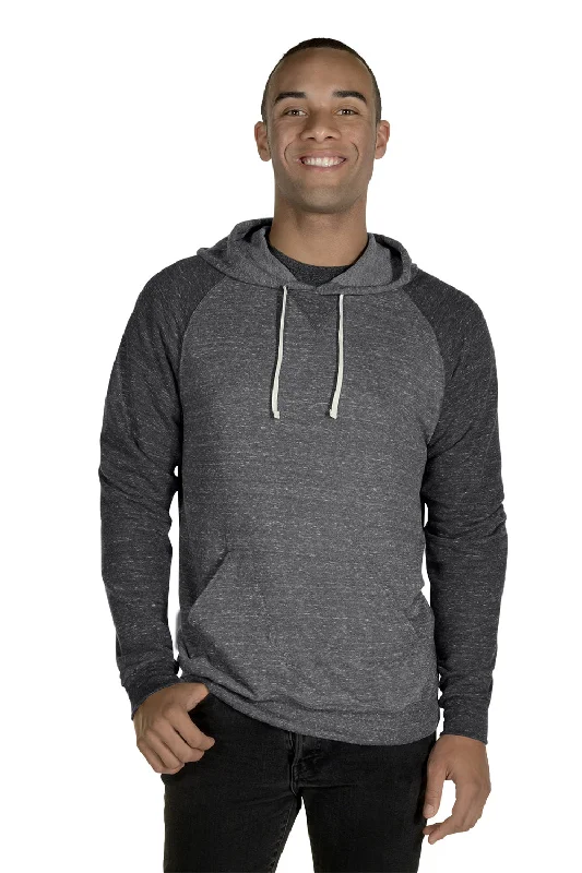 men's hoodies with a hood -Jerzees Mens Vintage Snow French Terry Hooded Sweatshirt Hoodie w/ Pouch Pocket - Heather Charcoal Grey/Black