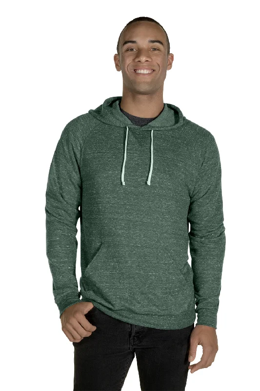 workout sweatshirts for men -Jerzees Mens Vintage Snow French Terry Hooded Sweatshirt Hoodie w/ Pouch Pocket - Heather Forest Green