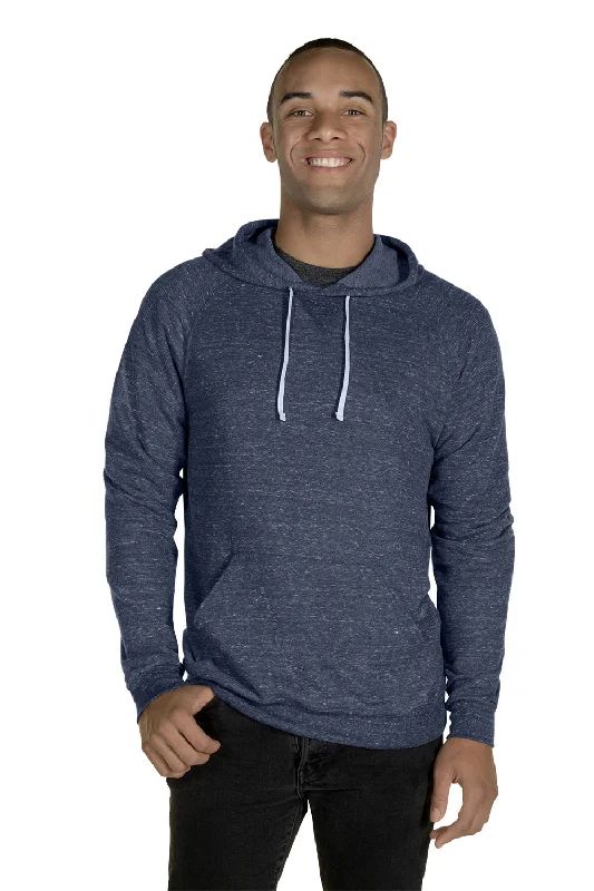 everyday hoodies for men -Jerzees Mens Vintage Snow French Terry Hooded Sweatshirt Hoodie w/ Pouch Pocket - Heather Navy Blue