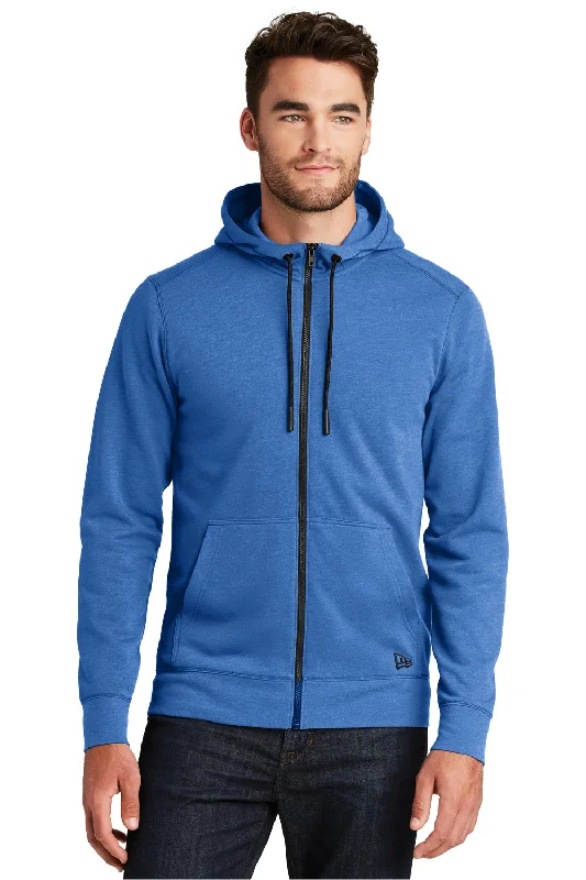 custom sweatshirts for men -New Era Mens Fleece Full Zip Hooded Sweatshirt Hoodie w/ Pockets - Heather Royal Blue