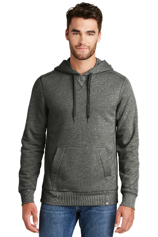 vintage-style hoodies for men -New Era Mens Sueded French Terry Hooded Sweatshirt Hoodie w/ Pouch Pocket - Black Twist