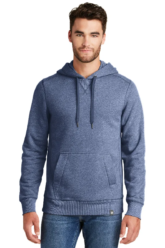 men's hoodies for travel -New Era Mens Sueded French Terry Hooded Sweatshirt Hoodie w/ Pouch Pocket - Dark Royal Blue Twist