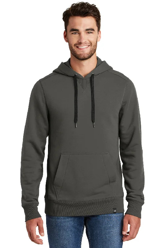 men's luxury sweatshirts -New Era Mens Sueded French Terry Hooded Sweatshirt Hoodie w/ Pouch Pocket - Graphite Grey