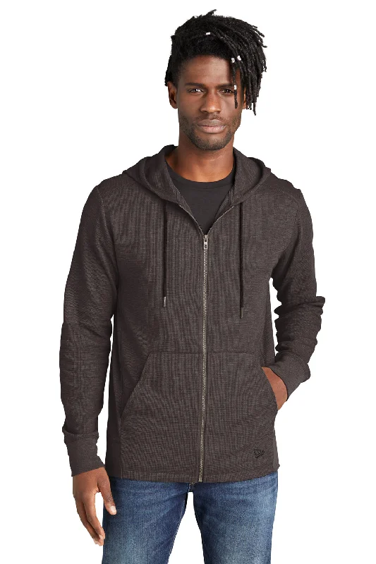 men's hoodies for casual outings -New Era Mens Thermal Full Zip Hooded Sweatshirt Hoodie w/ Pockets - Heather Black