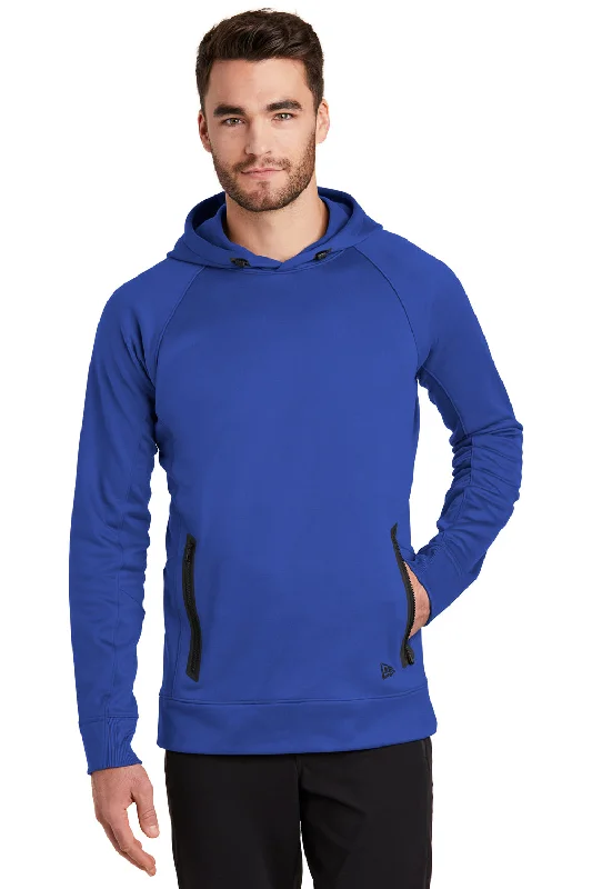 sleek sweatshirts for men -New Era Mens Venue Fleece Moisture Wicking Hooded Sweatshirt Hoodie w/ Pockets - Royal Blue