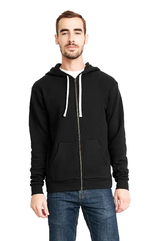 light hoodies for men -Next Level Mens Fleece Full Zip Hooded Sweatshirt Hoodie w/ Pockets - Black