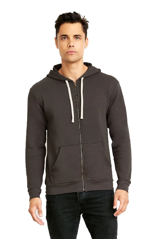 men's hoodies for layering -Next Level Mens Fleece Full Zip Hooded Sweatshirt Hoodie w/ Pockets - Heavy Metal Grey