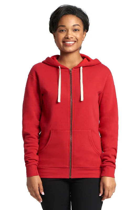 men's hoodies for cold weather -Next Level Mens Fleece Full Zip Hooded Sweatshirt Hoodie w/ Pockets - Red - Closeout