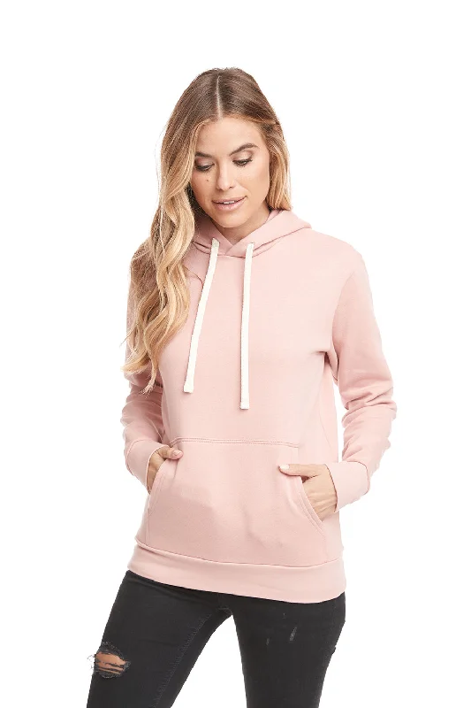 stylish sweatshirts for men -Next Level Mens Fleece Hooded Sweatshirt Hoodie w/ Pouch Pocket - Desert Pink