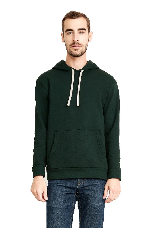 men's comfortable sweatshirts -Next Level Mens Fleece Hooded Sweatshirt Hoodie w/ Pouch Pocket - Forest Green