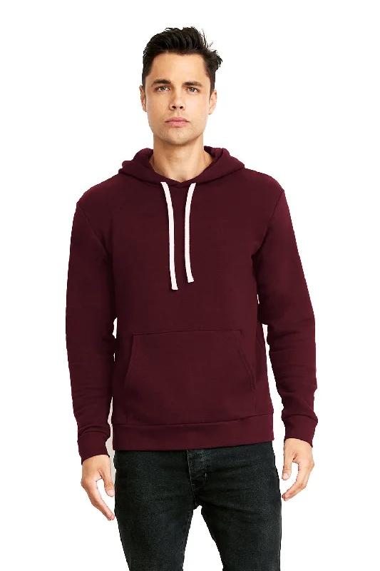 athletic sweatshirts for men -Next Level Mens Fleece Hooded Sweatshirt Hoodie w/ Pouch Pocket - Maroon