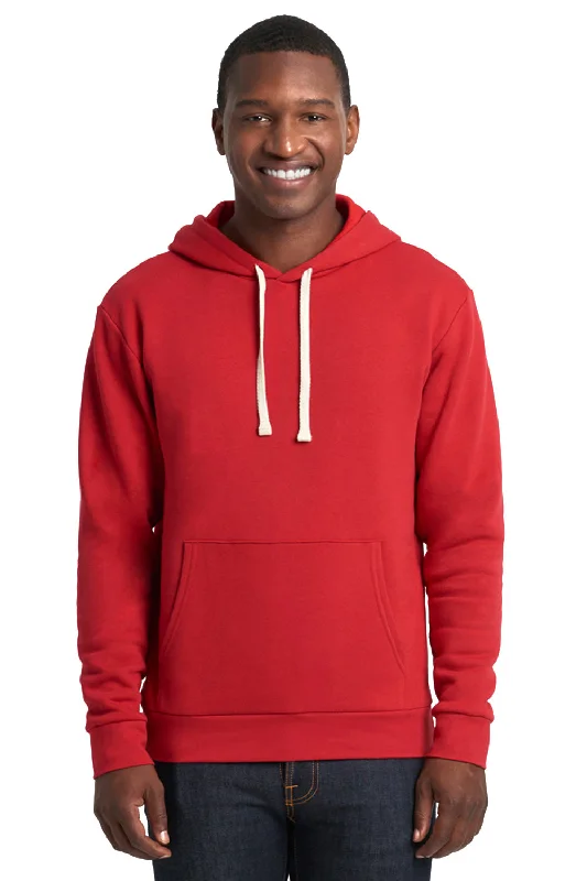 hoodies with slogans for men -Next Level Mens Fleece Hooded Sweatshirt Hoodie w/ Pouch Pocket - Red