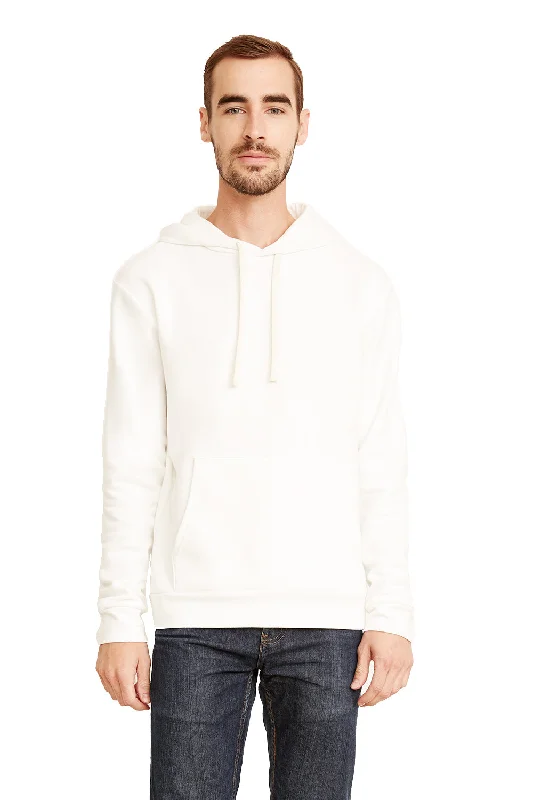 winter-ready sweatshirts for men -Next Level Mens Fleece Hooded Sweatshirt Hoodie w/ Pouch Pocket - White