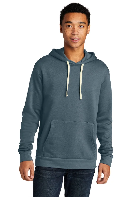 men's printed hoodies -Next Level Mens Fleece Hooded Sweatshirt Hoodie w/ Pouch Pocket - Antique Denim Blue