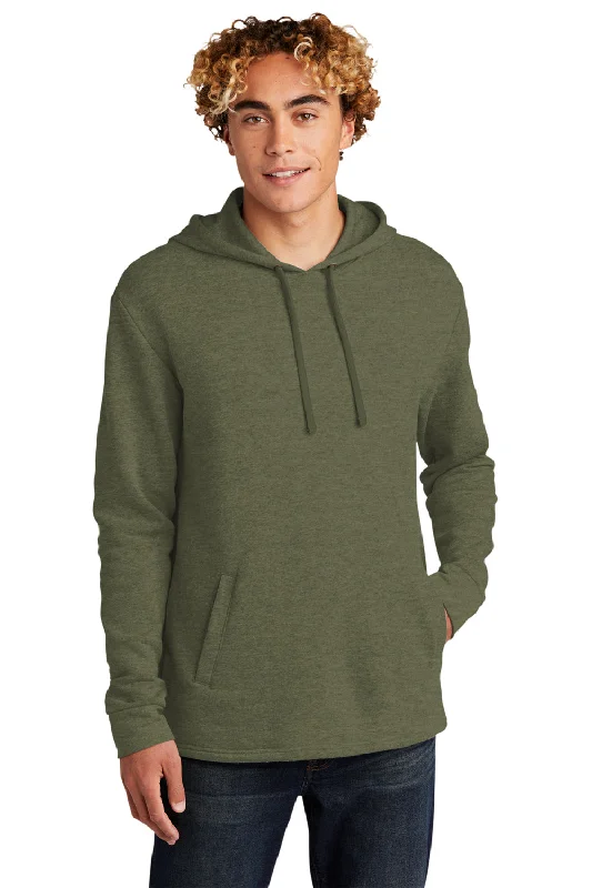 fashion sweatshirts for men -Next Level Mens PCH Fleece Hooded Sweatshirt Hoodie w/ Pockets - Heather Military Green