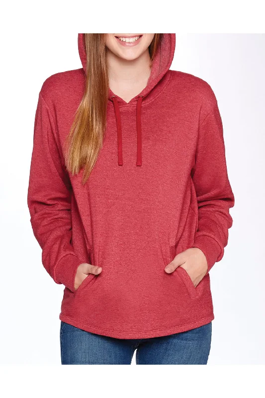 premium hoodies for men -Next Level Mens PCH Fleece Hooded Sweatshirt Hoodie w/ Pockets - Heather Cardinal Red