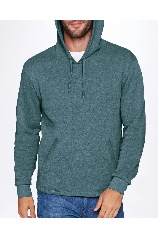 men's sweatshirts with designs -Next Level Mens PCH Fleece Hooded Sweatshirt Hoodie w/ Pockets - Heather Grey