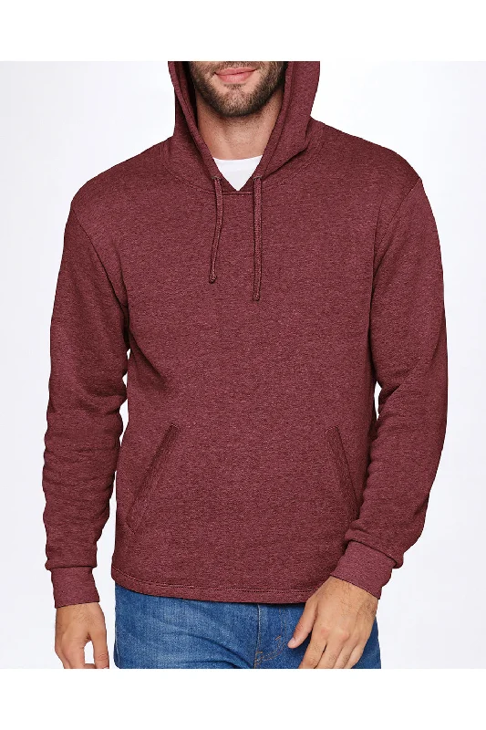 men's pull-over sweatshirts -Next Level Mens PCH Fleece Hooded Sweatshirt Hoodie w/ Pockets - Heather Maroon