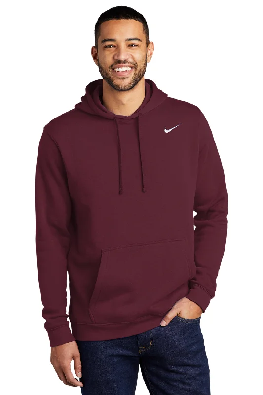 stylish hoodies for men -Nike Mens Club Fleece Hooded Sweatshirt Hoodie w/ Pouch Pocket - Dark Maroon